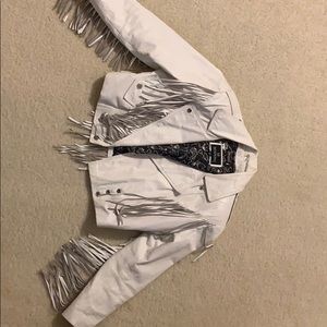 Vintage white fringe jacket